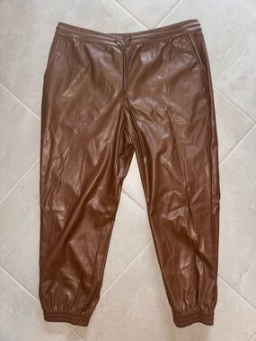 a new day Brown Faux Leather Jogger Pants